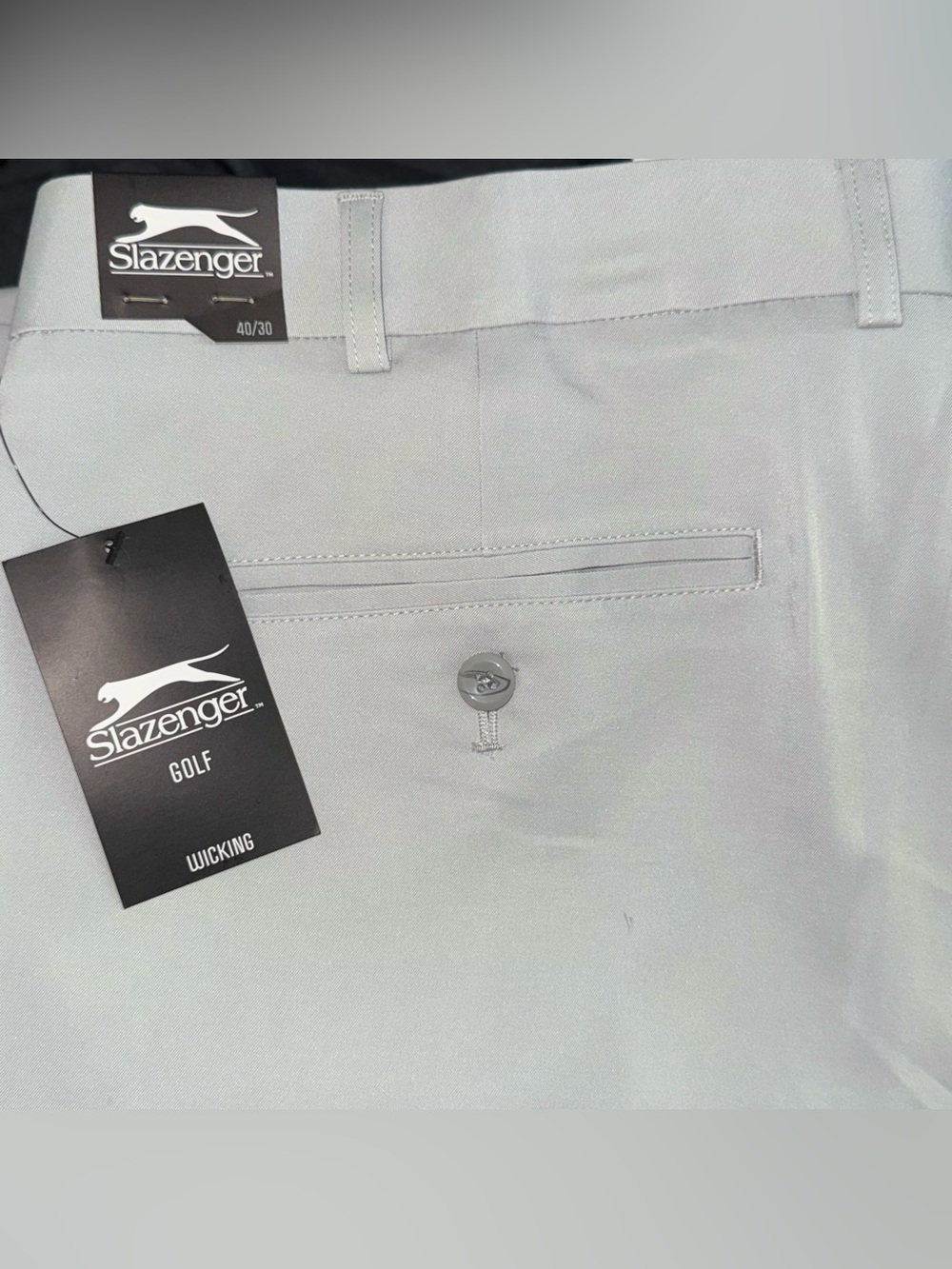 Slazenger Mens 40x30 Core Golf Pants Grey Hi Rise Gray Slacks Wicking MSG15200
